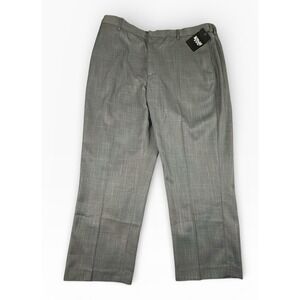 BOTANY 500 Dress Pants Mens 38S Gray Windowpane Flat Front Classic Fit NEW